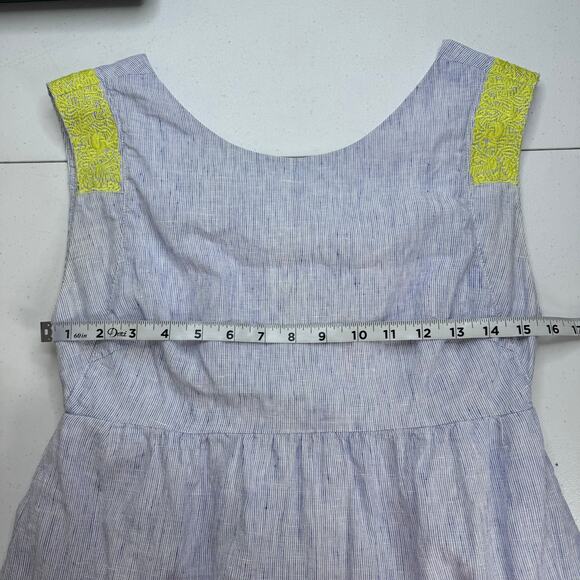 J. Crew Siesta Linen Striped Sheath Dress Women's 4 Embroidered Preppy Old Money - Picture 9 of 11